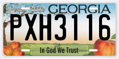 GA license plate PXH3116