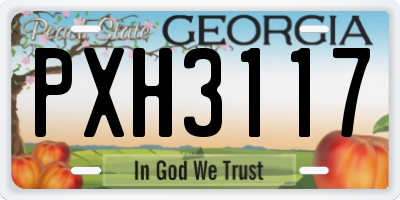 GA license plate PXH3117