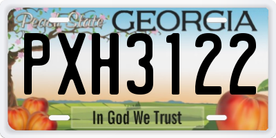 GA license plate PXH3122