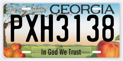 GA license plate PXH3138
