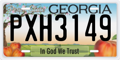 GA license plate PXH3149