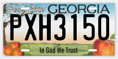 GA license plate PXH3150