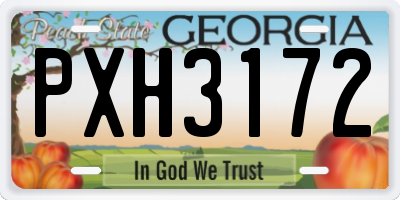 GA license plate PXH3172