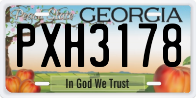 GA license plate PXH3178