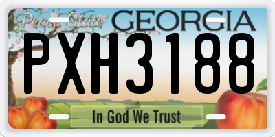 GA license plate PXH3188