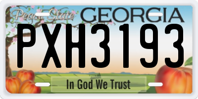 GA license plate PXH3193