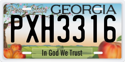 GA license plate PXH3316
