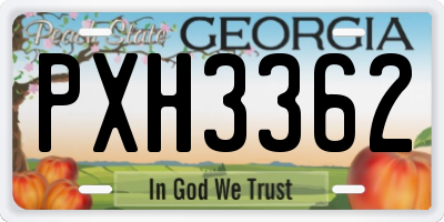GA license plate PXH3362