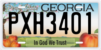 GA license plate PXH3401