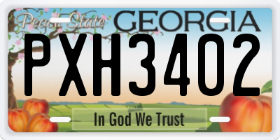 GA license plate PXH3402