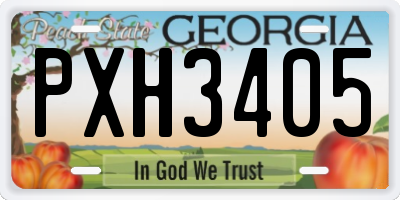 GA license plate PXH3405