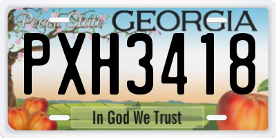 GA license plate PXH3418