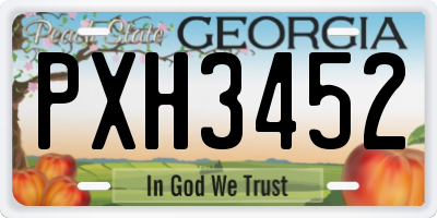 GA license plate PXH3452