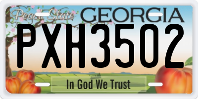 GA license plate PXH3502