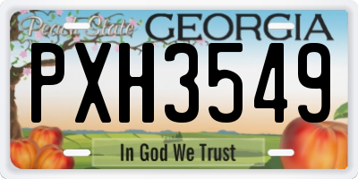 GA license plate PXH3549