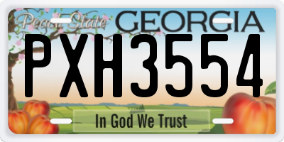 GA license plate PXH3554