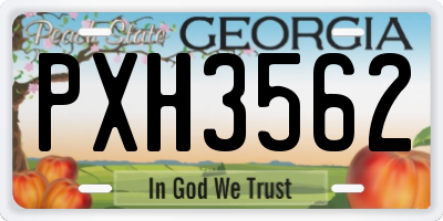GA license plate PXH3562