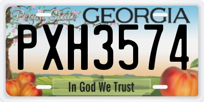 GA license plate PXH3574