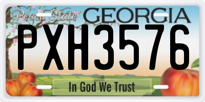 GA license plate PXH3576