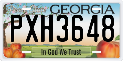 GA license plate PXH3648