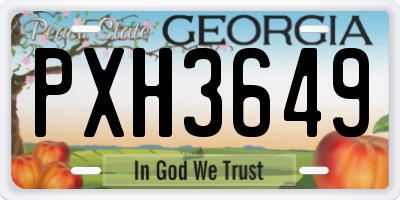 GA license plate PXH3649