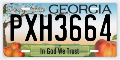GA license plate PXH3664