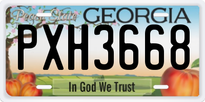 GA license plate PXH3668