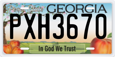 GA license plate PXH3670