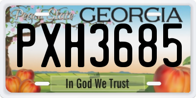 GA license plate PXH3685