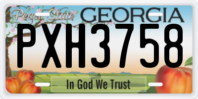 GA license plate PXH3758
