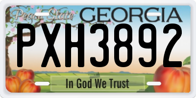 GA license plate PXH3892