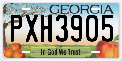 GA license plate PXH3905