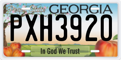 GA license plate PXH3920