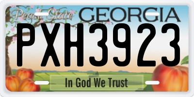 GA license plate PXH3923