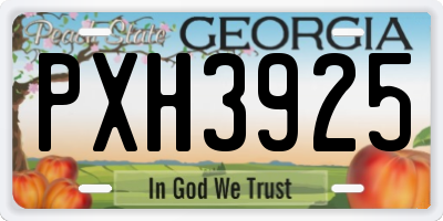 GA license plate PXH3925