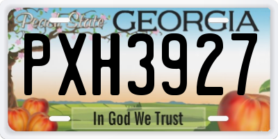 GA license plate PXH3927