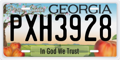 GA license plate PXH3928