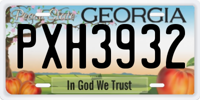 GA license plate PXH3932