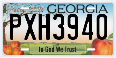 GA license plate PXH3940