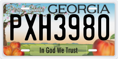 GA license plate PXH3980