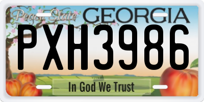 GA license plate PXH3986