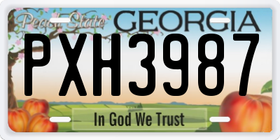 GA license plate PXH3987