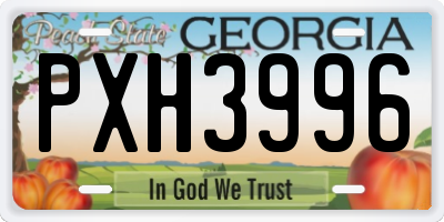 GA license plate PXH3996