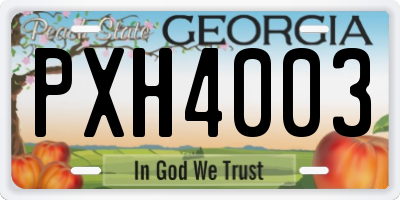 GA license plate PXH4003