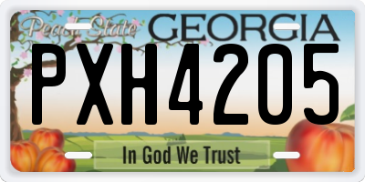GA license plate PXH4205