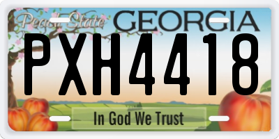 GA license plate PXH4418