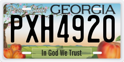 GA license plate PXH4920