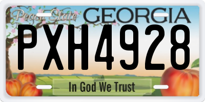 GA license plate PXH4928