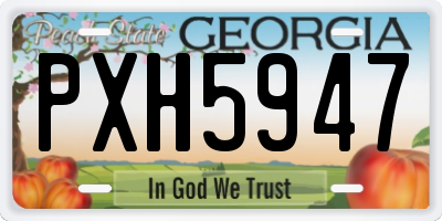 GA license plate PXH5947