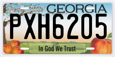 GA license plate PXH6205